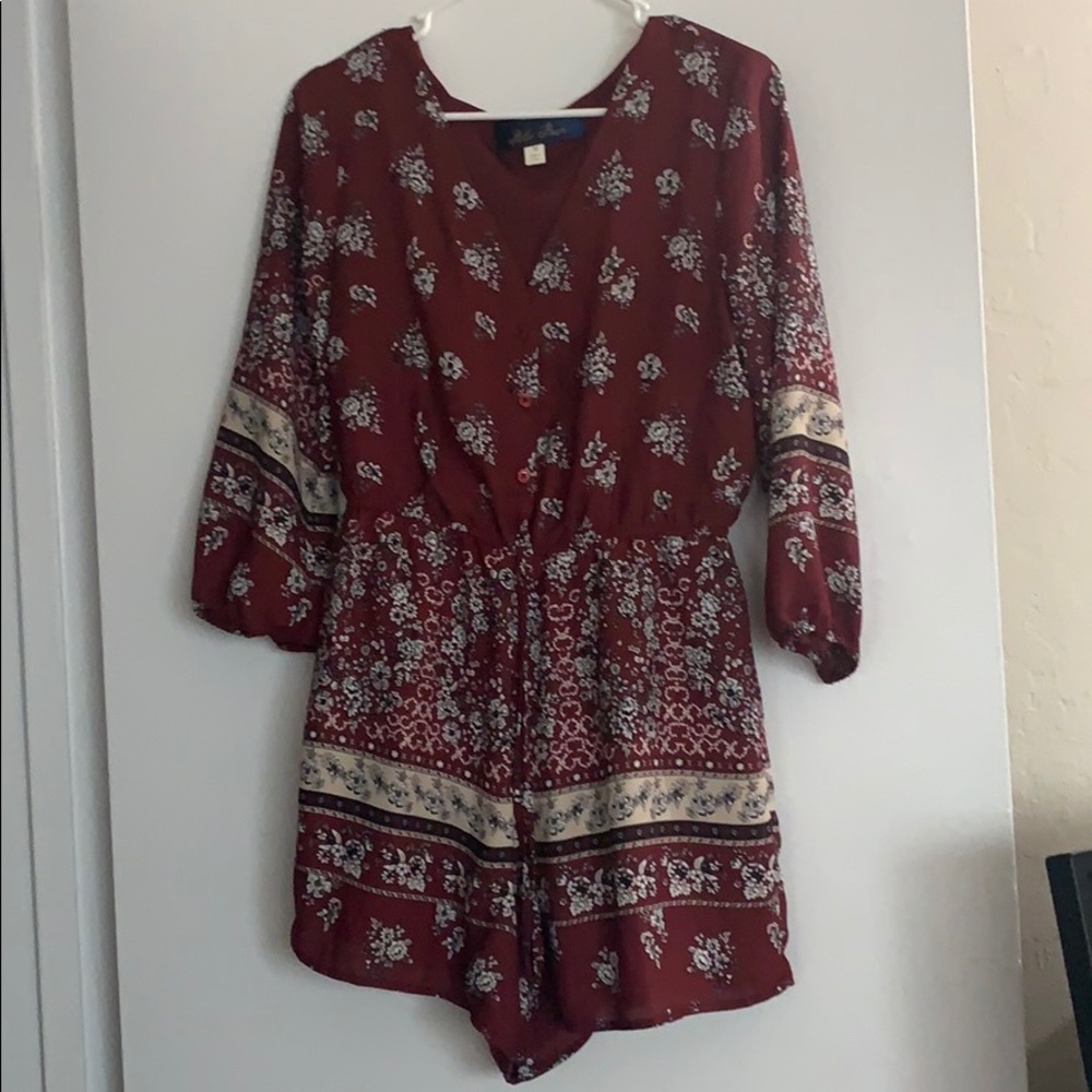 Burgundy long sleeve romper